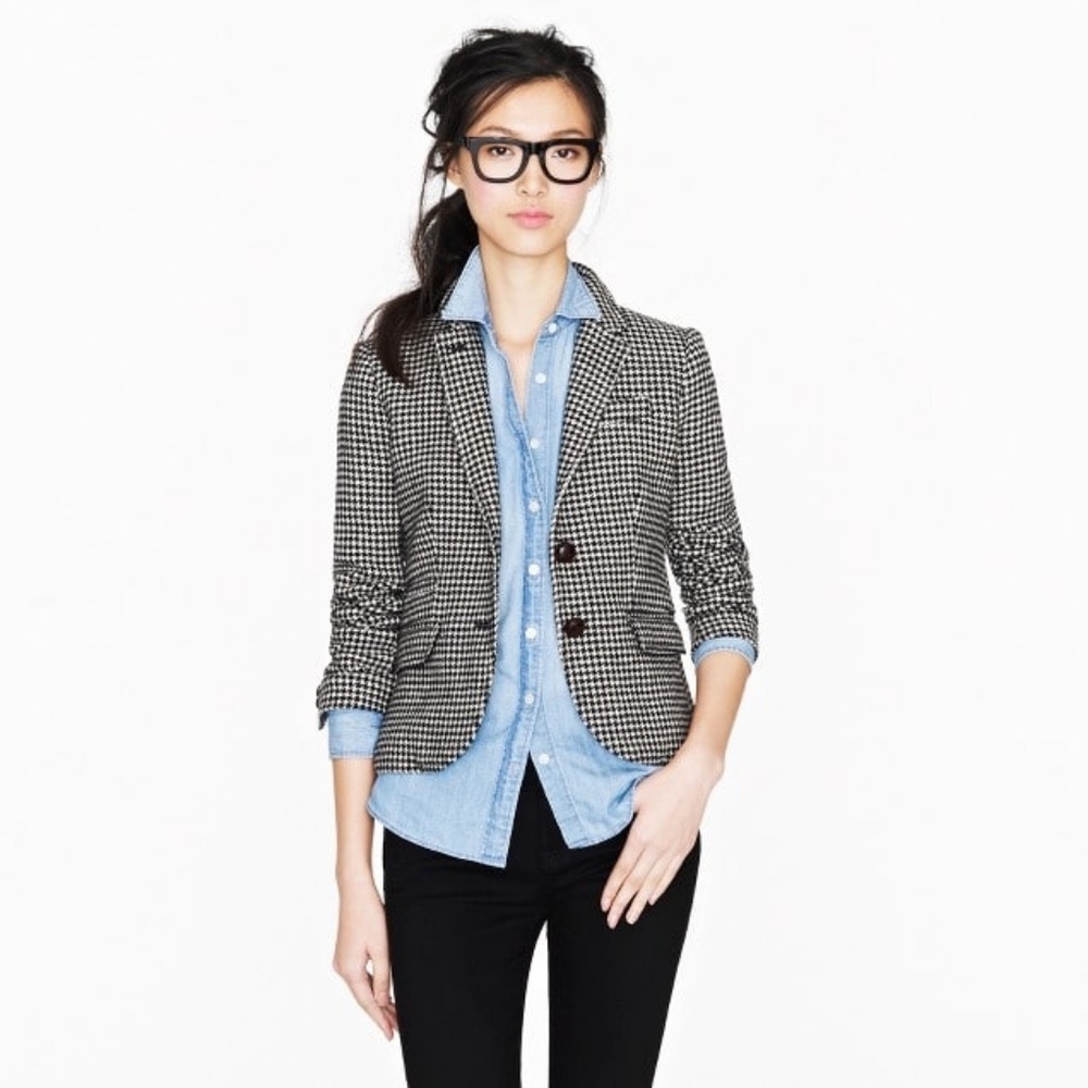 HP❤️ J. Crew Houndstooth Schoolboy Blazer Patch 14 - Picture 1 of 8